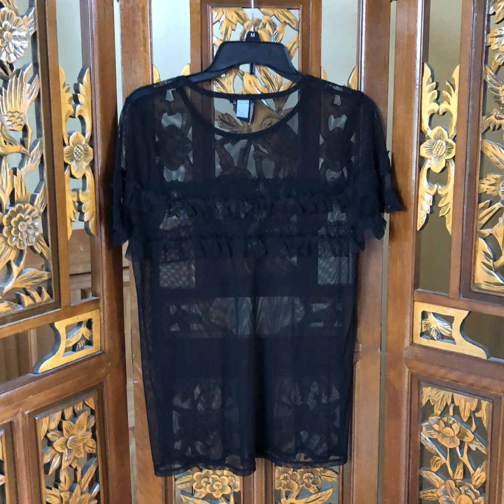 Hot Topic Sheer Mesh Ruffle Top Size M - Picture 5 of 5